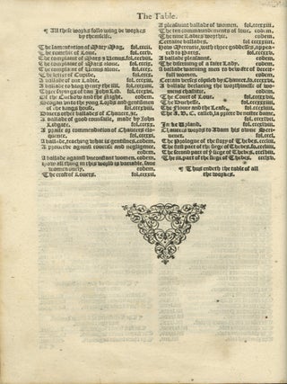 The Workes of our Ancient and Learned English Poet, Geffrey Chaucer, Newly Printed