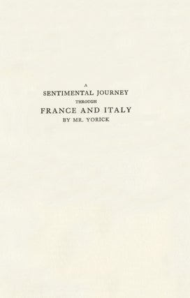 A Sentimental Journey Through France and Italy by Mr. Yorick