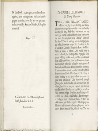 Daphnis and Chloe; A Most Sweet, and Pleasant Pastoral Romance for Young Ladies, translated out of the Greek of Longus by Geo. Thornley