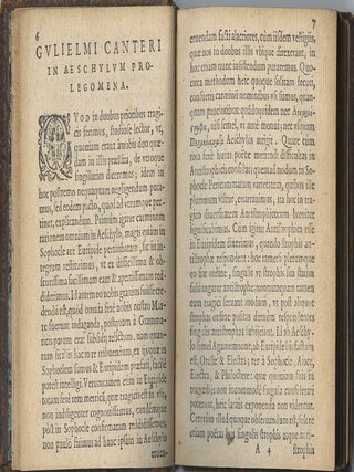 Aeschyli Tragoediae VII. In quibus praeter infinita menda sublata, carminum omnium ratio hactenus ignorata, nunc primum proditur; opera Gulielmi Canteri ultralectini