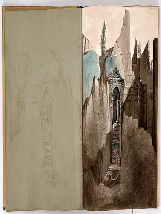 Painted Binding. 19th Century Album containing drawings, memorabilia, and botanical samples
