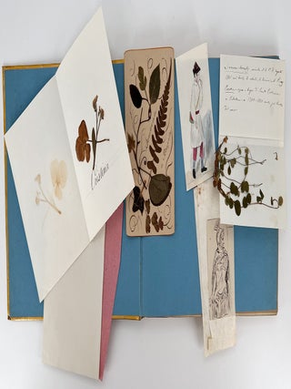 Painted Binding. 19th Century Album containing drawings, memorabilia, and botanical samples