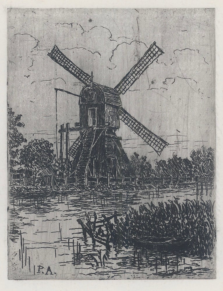 388 Landscape with a Windmill and Row Boat. Peter Aandewiel.