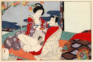 506 Seishi Ai-oi Genji; Set of 12 Shunga works together with an astrological commentary print....