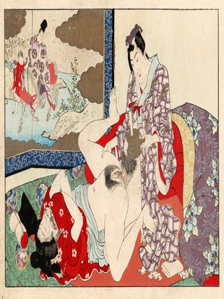Seishi Ai-oi Genji; Set of 12 Shunga works together with an astrological commentary print