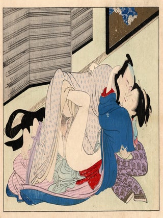 Seishi Ai-oi Genji; Set of 12 Shunga works together with an astrological commentary print