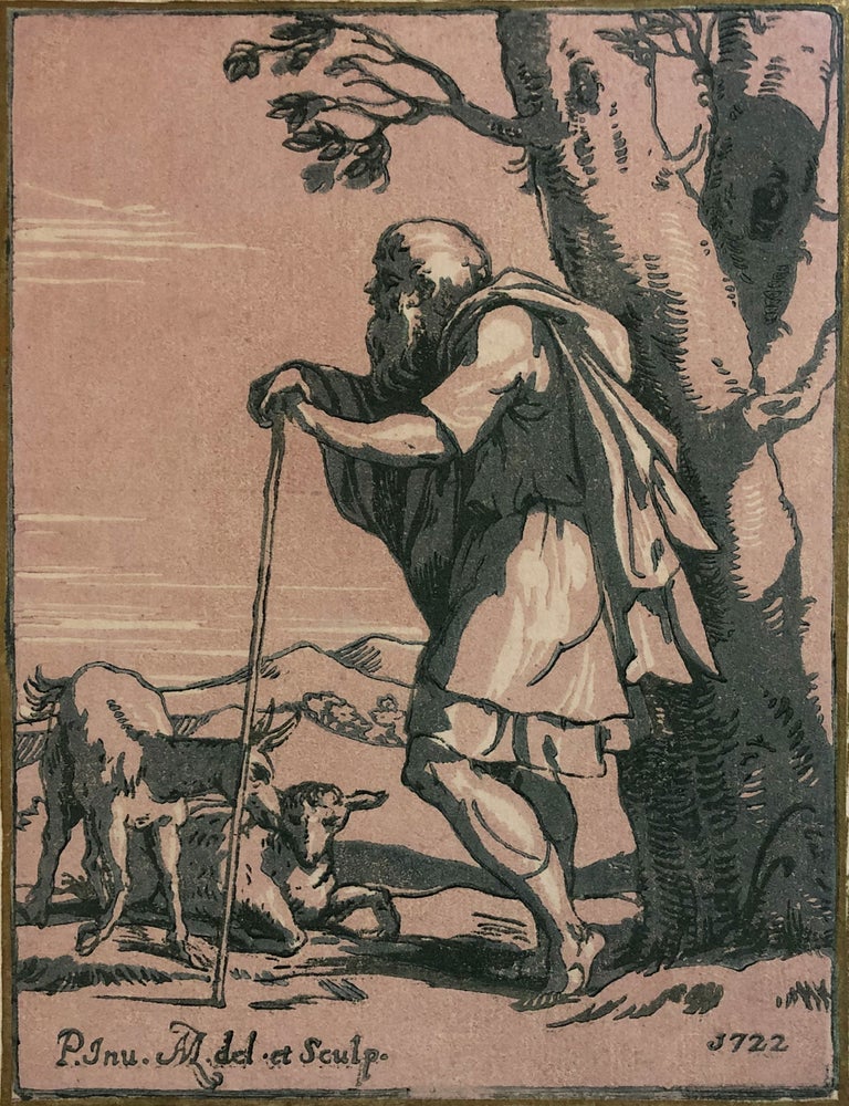 552 Elderly Shepherd Leaning on a Staff. Antonio Maria the Elder Zanetti, after Parmigianino, Girolamo Francesco Maria Mazzola.