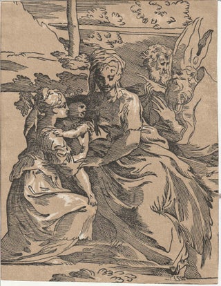 591 Holy Family with Two Saints. Antonio da Trento, after Parmigianino