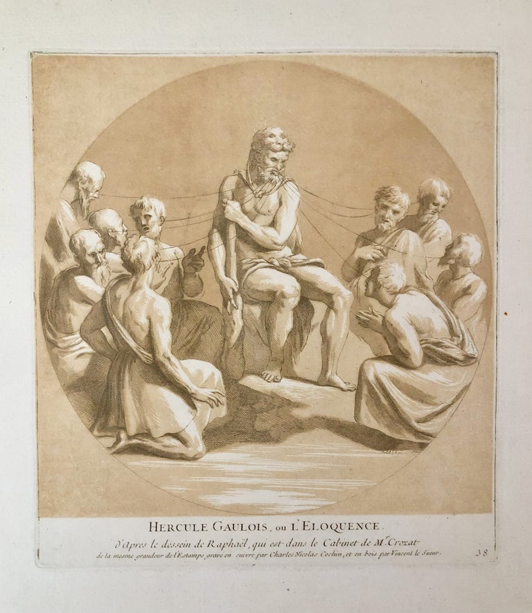 606 Hercule Gaulois, ou L’Éloquence. Charles Nicolas Père Cochin, Vincent Le Sueur, after Raphael.