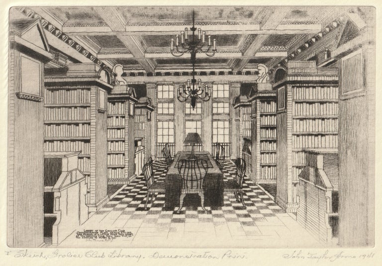 613 The Grolier Club Library (Sketch), Demonstration Print. John Taylor Arms.