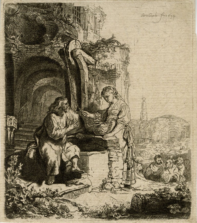 675 Christ and the Woman of Samaria Among Ruins. James Bretherton, After Rembrandt van Rijn.