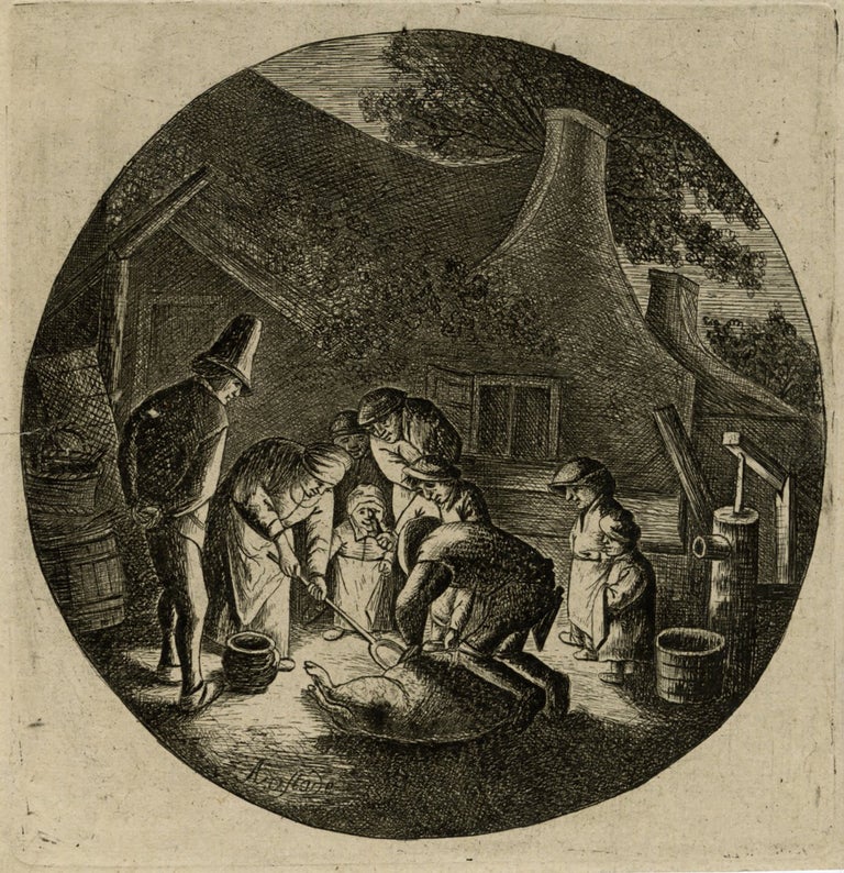 699 ; Les paysans tuant un porc. David Deuchar, after van Ostade.