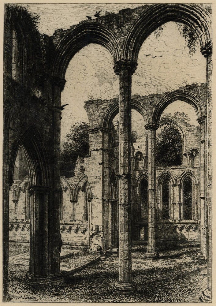 707 Fountains Abbey, Yorkshire: Chapel of the Nine Altars, from The Portfolio. Alfred-Louis Brunet-Debaines, after William Lionel Wyllie.