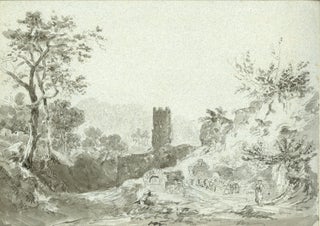 723 English landscape with a figure standing amidst castle ruins. Sir George Howland Beaumont,...