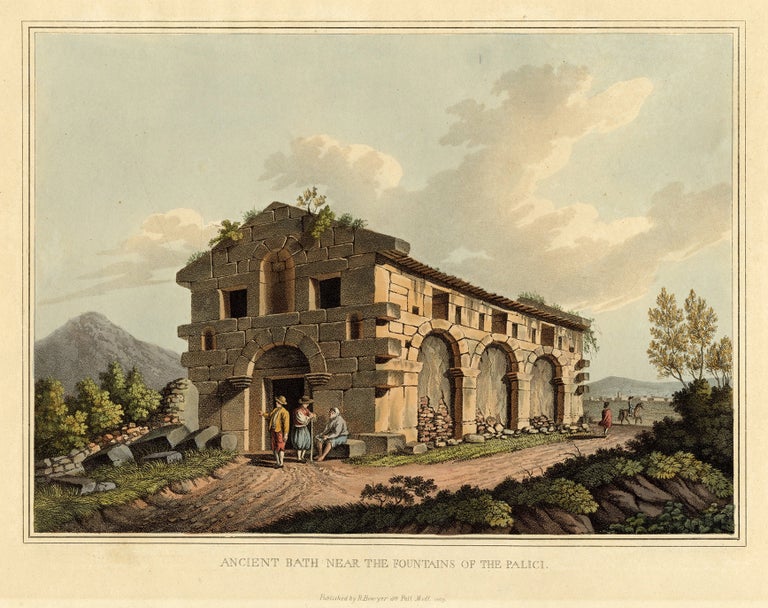 733 Ancient Bath Near the Fountains of the Palici, from Views in the Ottoman Dominions, in Europe, in Asia and in some of the Mediterranean Islands. Luigi Mayer.