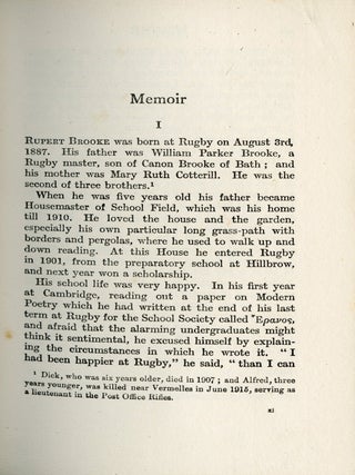 The Collected Poems of Rupert Brooke. With a Memoir