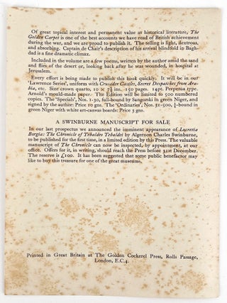 The Golden Carpet; Published by Permission of the War Office