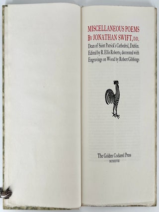 Miscellaneous Poems of Jonathan Swift; Selected and with an introduction by R. Ellis Roberts.