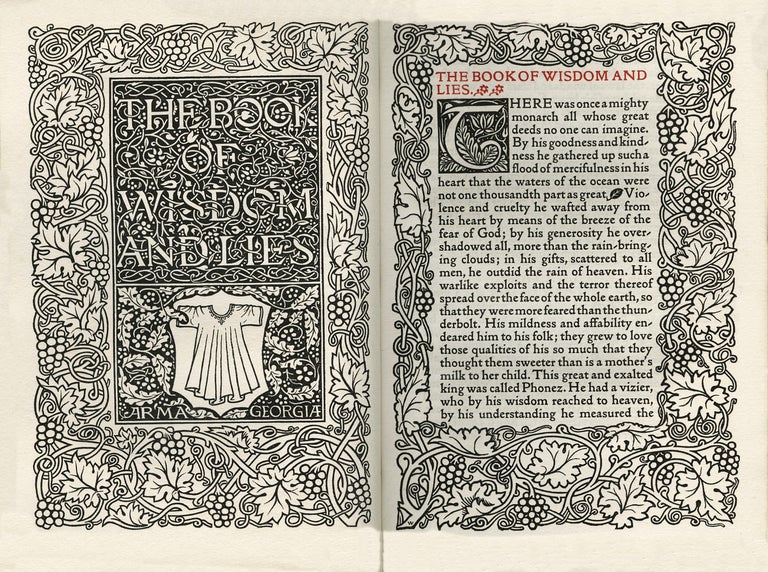 78 The Book of Wisdom and Lies; A book of Traditional Stories From Georgia in Asia. Sulkhan-Saba KELMSCOTT PRESS / Orbeliani, Oliver Wardrop.
