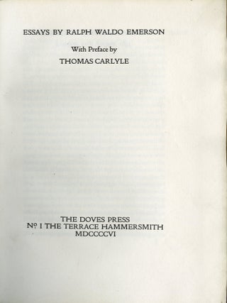 Essays by Ralph Waldo Emerson; With Preface by Thomas Carlyle