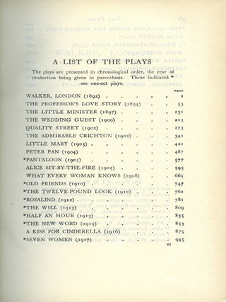 The Plays of J.M. Barrie; In One Volume