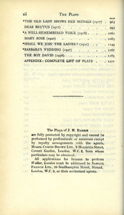 The Plays of J.M. Barrie; In One Volume