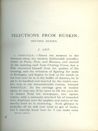 Selections from Ruskin: 1860 – 1888