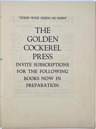 Season 1932 (Prospectus); Mr. Robert Gibbings presents his world famous GOLDEN COCKEREL in its Eleventh Year in six completely New and Original Numbers