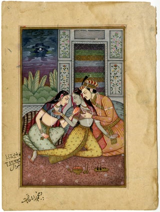 914 Emperor Jahangir with Empress Nur Jahan and a concubine. 18th century Mughal School