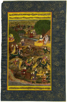 915 Emperor Jahangir with Empress Nur Jahan on a Tiger Hunt. 18th century Mughal School