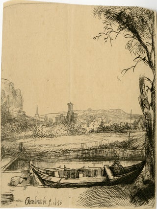 978 Canal with a large Boat and Bridge. Charles Armand Durand, after Rembrandt van Rijn
